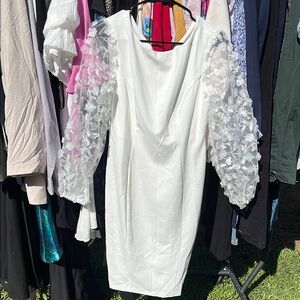 Connected Apparel White Long Sleeve Dress